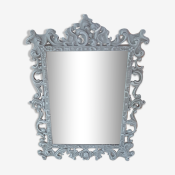 Mirror frame to pose patinated gray