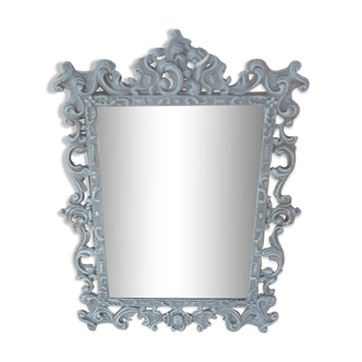 Mirror frame to pose patinated gray