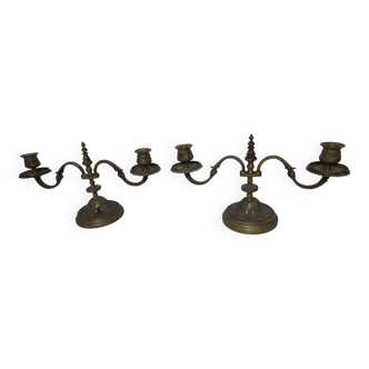 Pair of bronze candlesticks