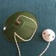 Vintage enamelled sheet metal suspension and its porcelain rosette