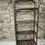 Set 1970 vintage bamboo display case plus shelf