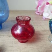 Set of two old coloured glass oil lamps Hong Kong.