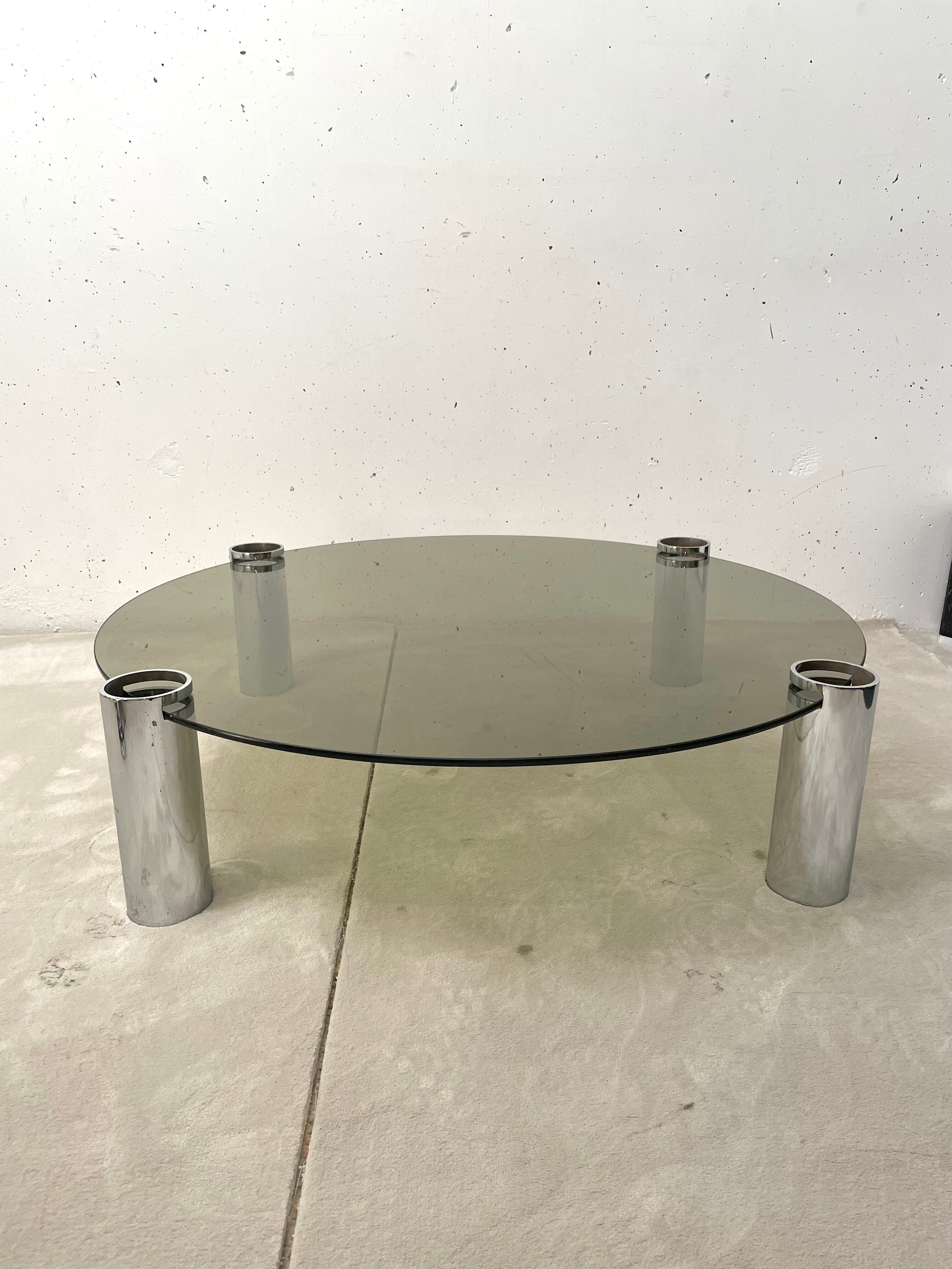 Coffee table chrome and glass 1970