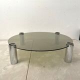 Coffee table chrome and glass 1970
