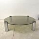 Table basse chrome et verre 1970