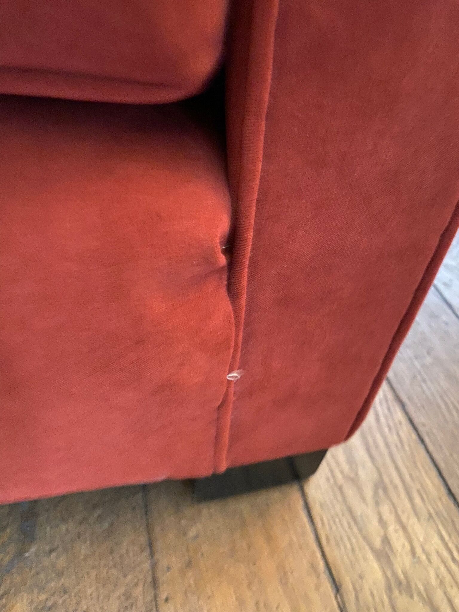Vintage cubic armchair covered with red fabric