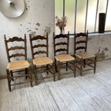 Set of rustic Provençal mulched chairs