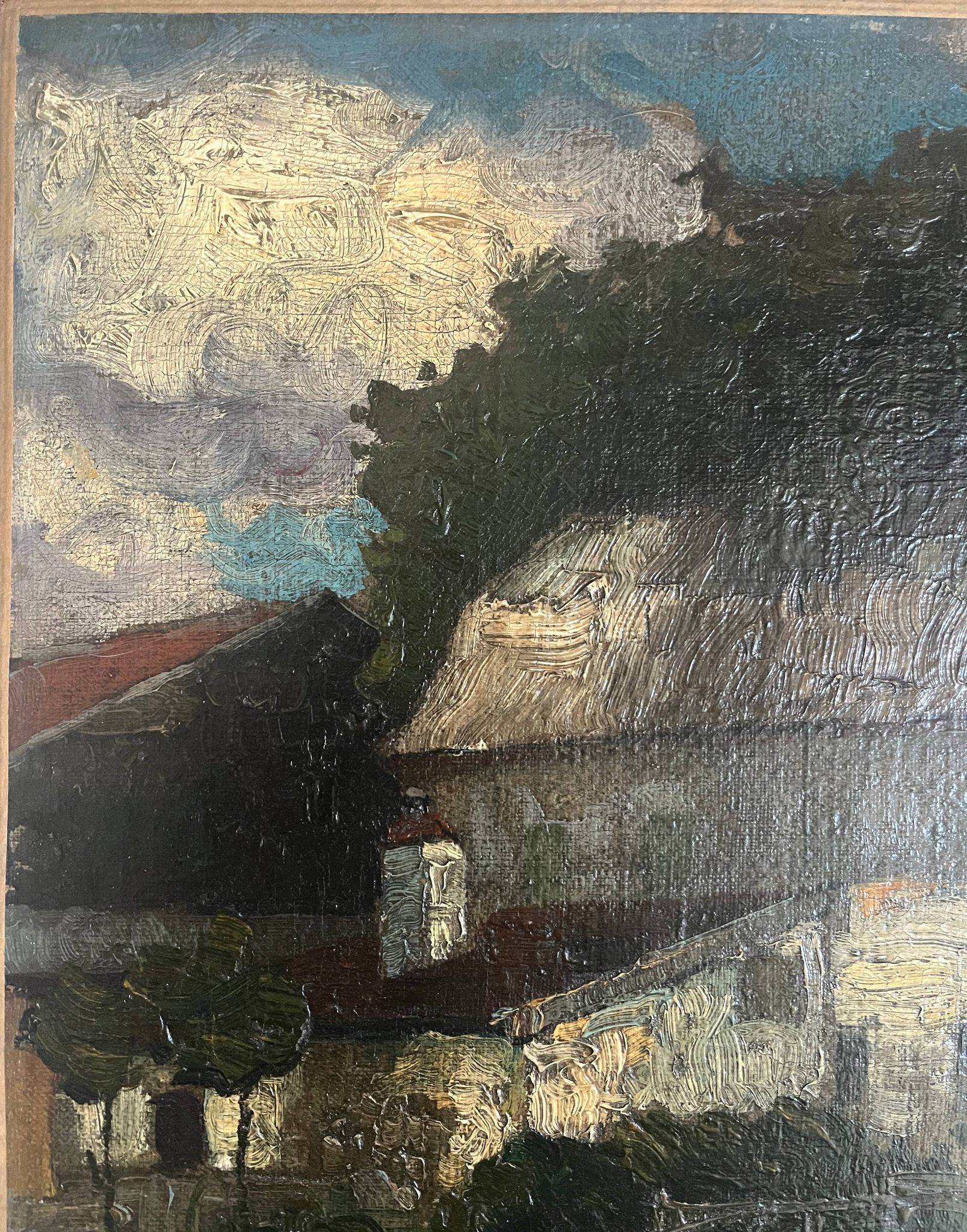 Tableau HST "Maison de campagne" éc. Allemande début XX° siècle