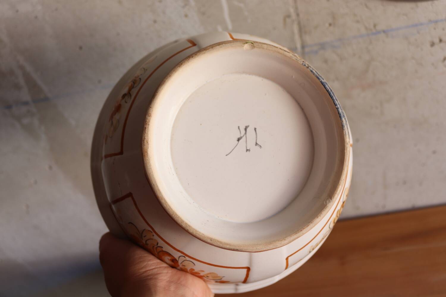 Old earthenware salad bowl