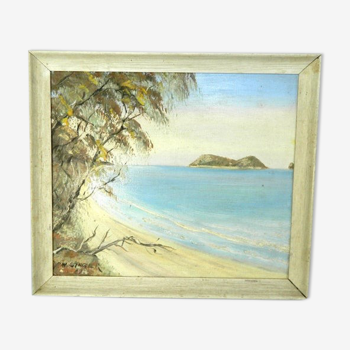 Peinture à l'huile de paysage marin encadrée, signée A F Singer, datée 67.