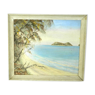 Oil painting of framed seascape, signed A F Singer, dated 67.