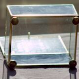 4 anciennes boites à bijoux en verre, laiton et miroir