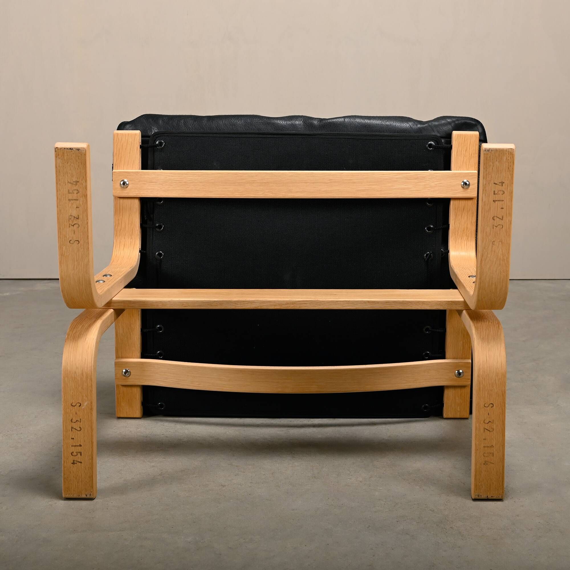 Ingmar Relling Siesta Lounge Chair and Ottoman in naturel Oak and Black Lea