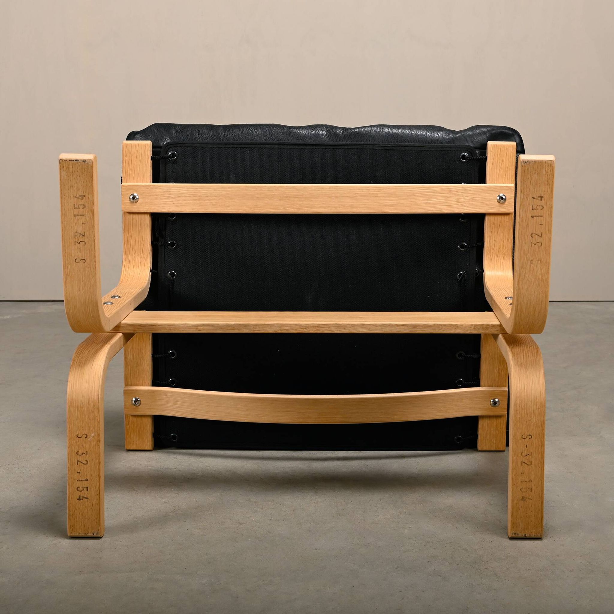 Ingmar Relling Siesta Lounge Chair and Ottoman in naturel Oak and Black Lea