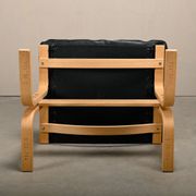 Ingmar Relling Siesta Lounge Chair and Ottoman in naturel Oak and Black Lea