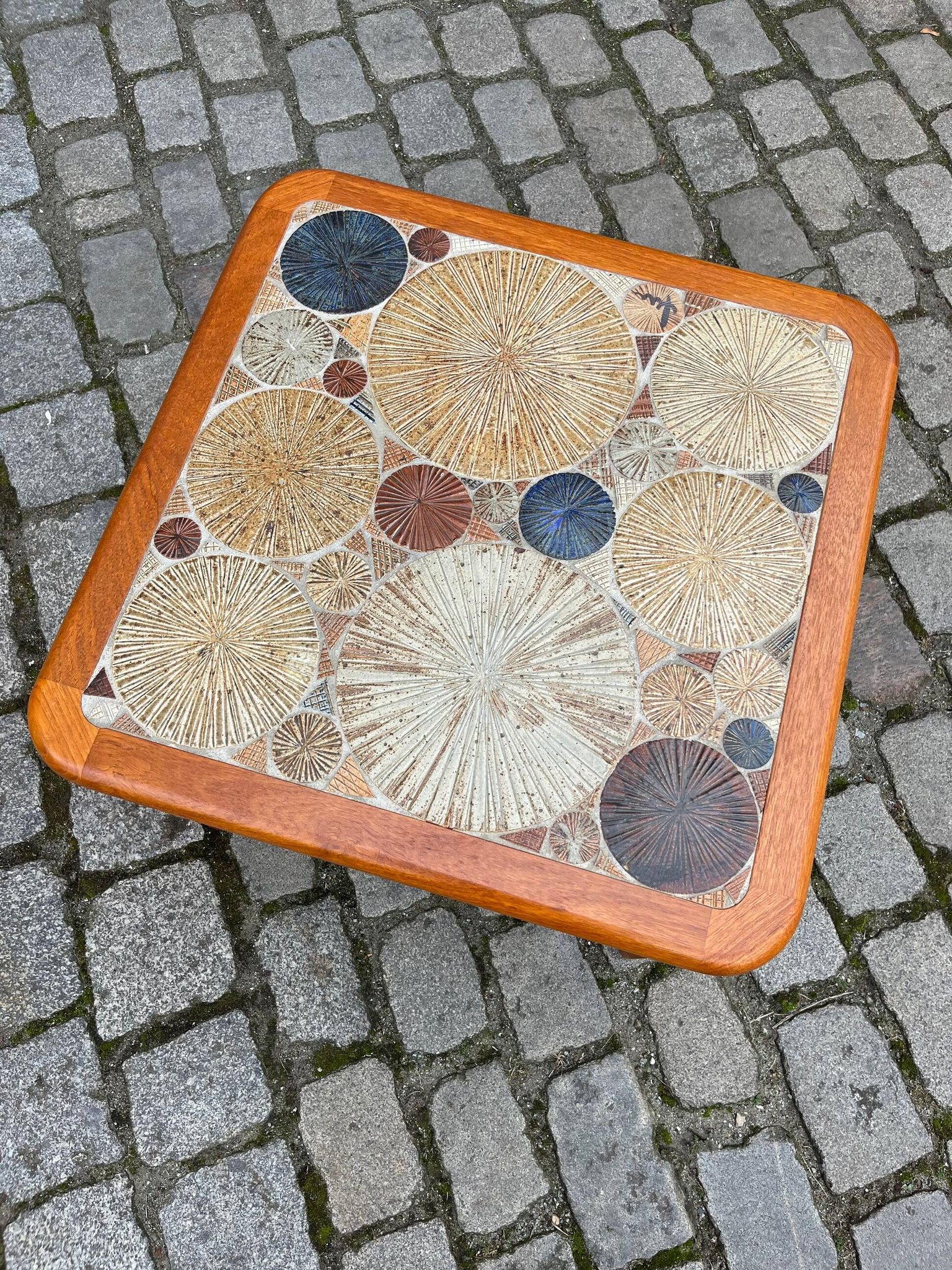 Coffee table teak tiles by Tue Poulsen for Haslev