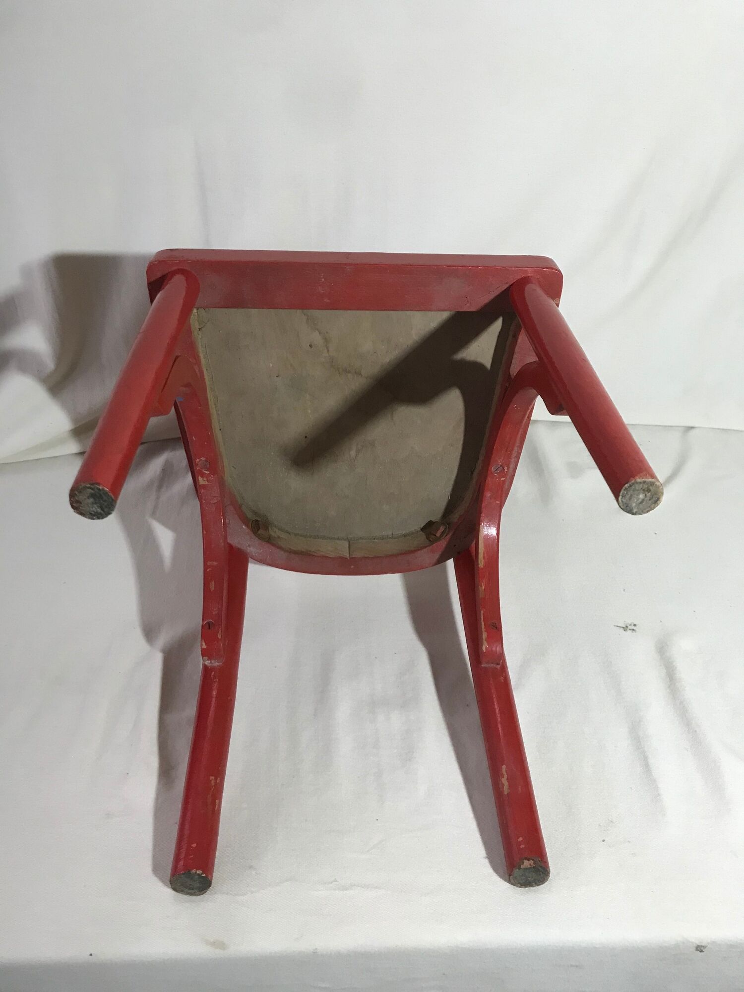 Paire de chaise ancienne Baumann bois rouge assise enfants vintage