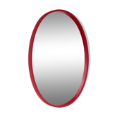 Grand miroir vintage avec cadre en similicuir rouge