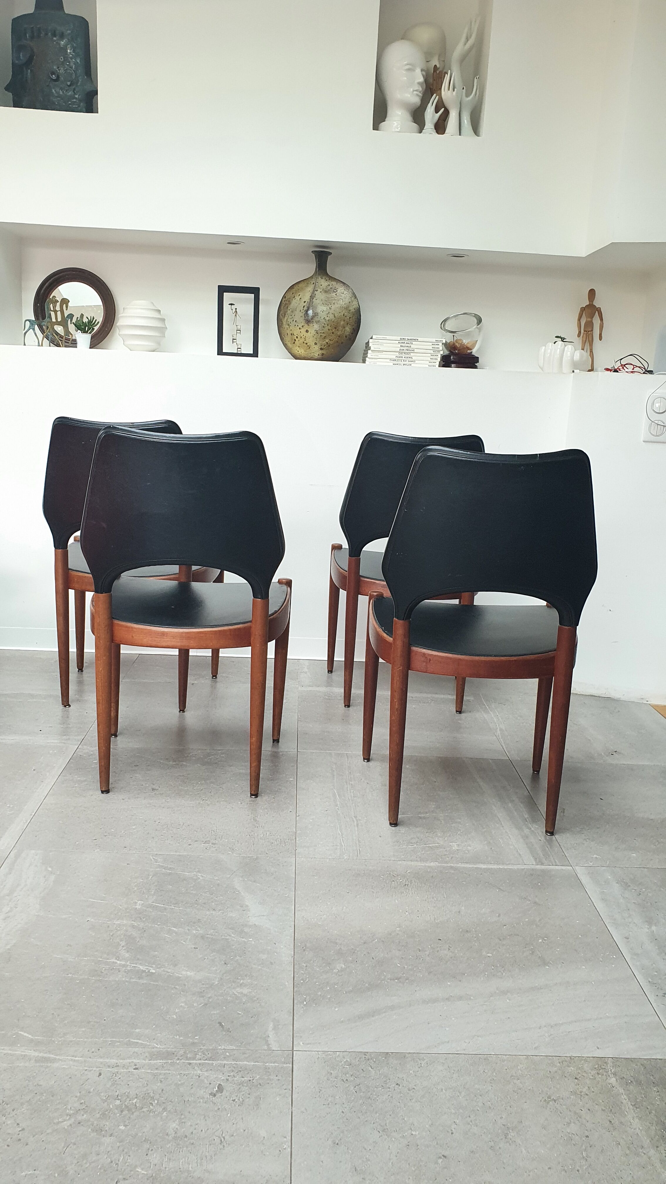 Set of 4 Danish teak chairs from the 60s