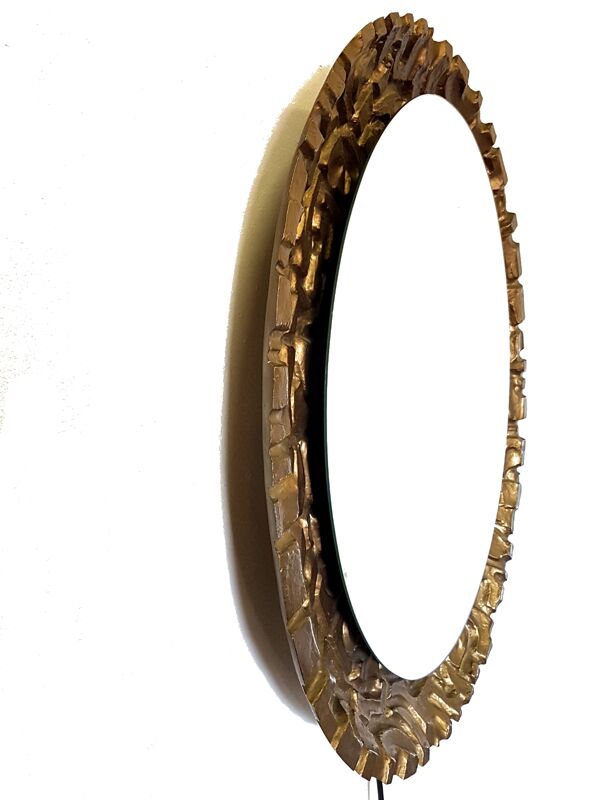 Miroir avec contour or résine, années 1960 - 57x69cm
