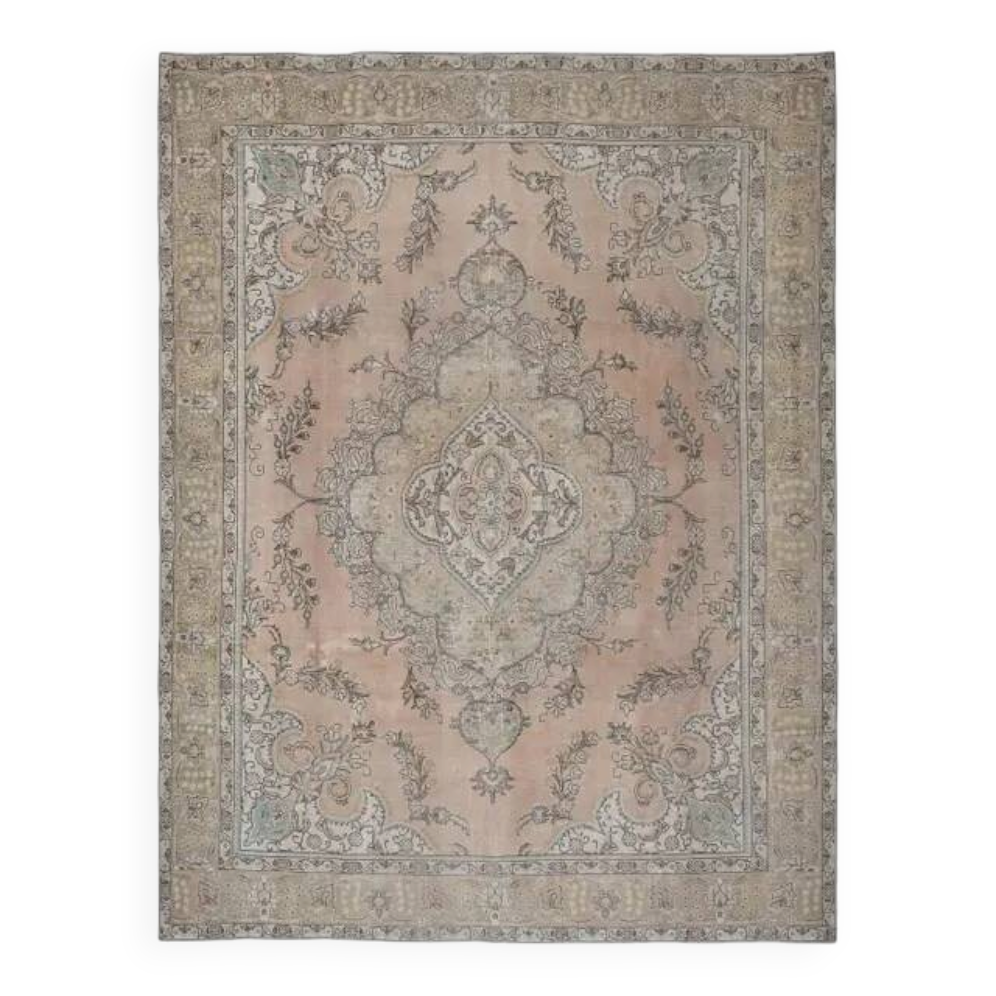1960s Persian Handmade Wool Cotton Orange Oversized Area Rug 294x379