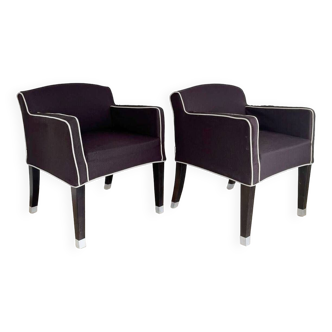 Pair of “Café Marly” covered bridge armchairs. Olivier Gagnère 🇫🇷