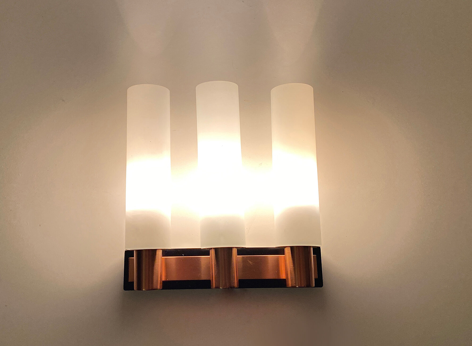 Vintage Scandinavian Triple Plique, 60s, Copper Glass