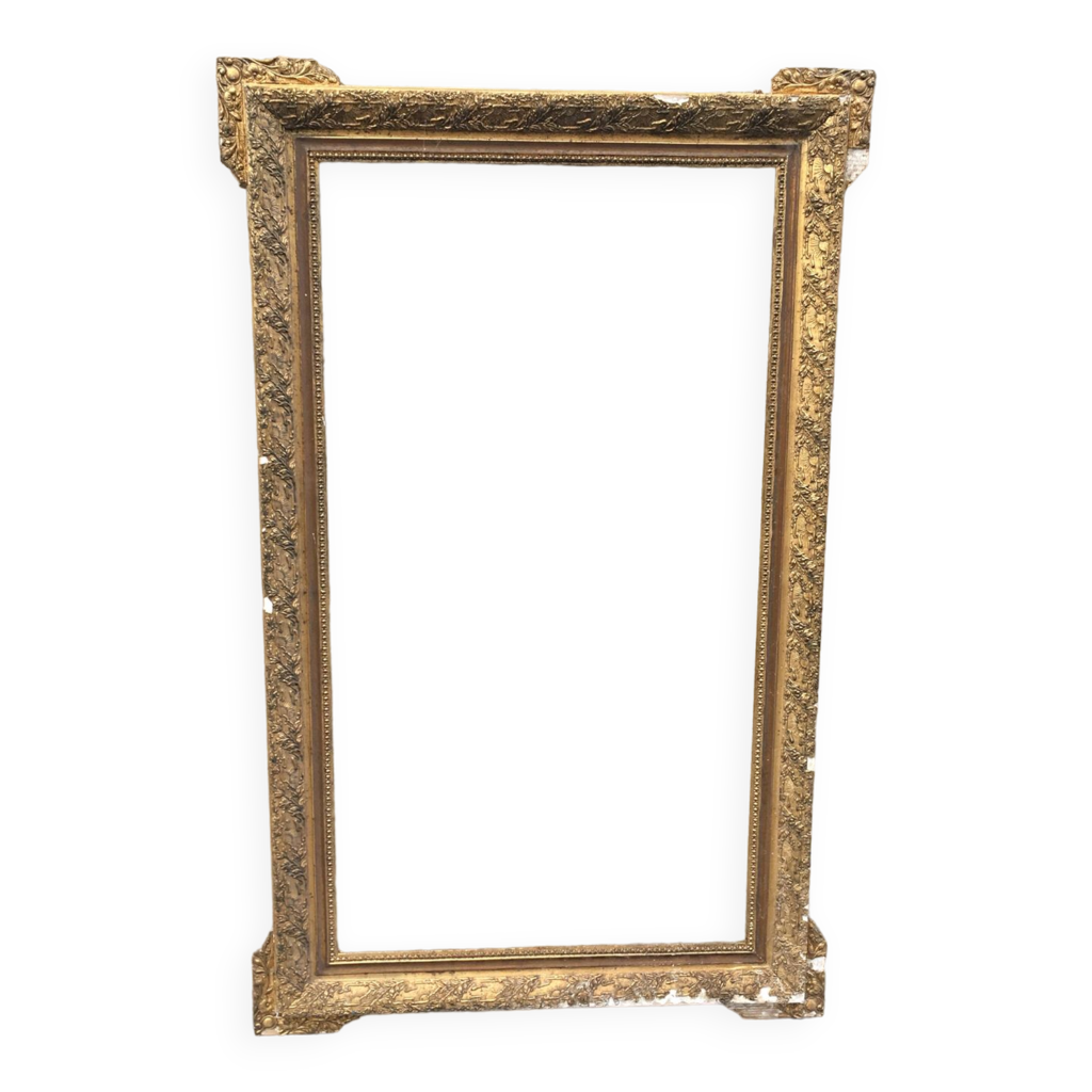 ANCIEN GRAND CADRE photo bois et platre vintage avec vitre french