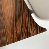 Vintage wall lamp, wood, chrome and white metal, Hagoort, Netherlands, 1960.