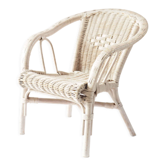 White rattan armchair for children