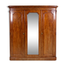 Cabinet antique Victorian compactum with mirror mahogany triple doors