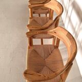 Rainer Daumiller Dining Chairs in Pine and Paper Cord, 1970s