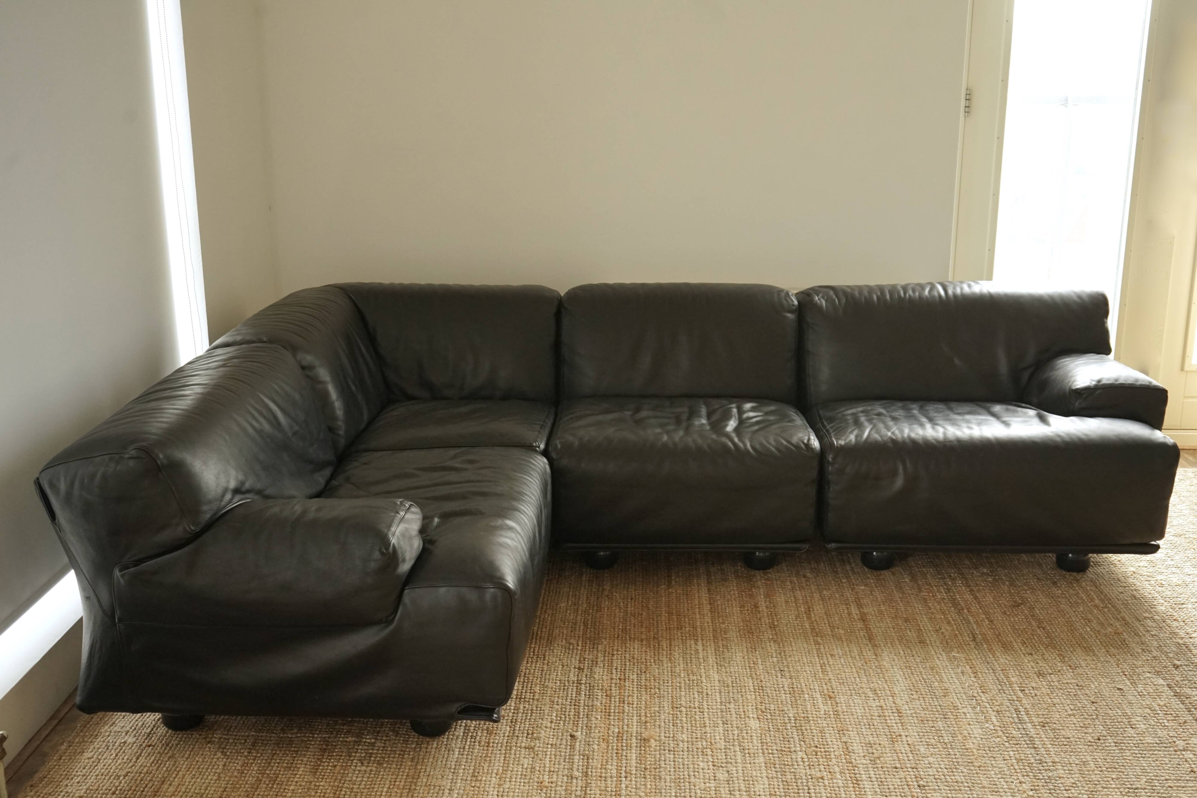 Canapé Modulable Fiandra en Cuir par Vico Magistretti pour Cassina. Italie années 1970