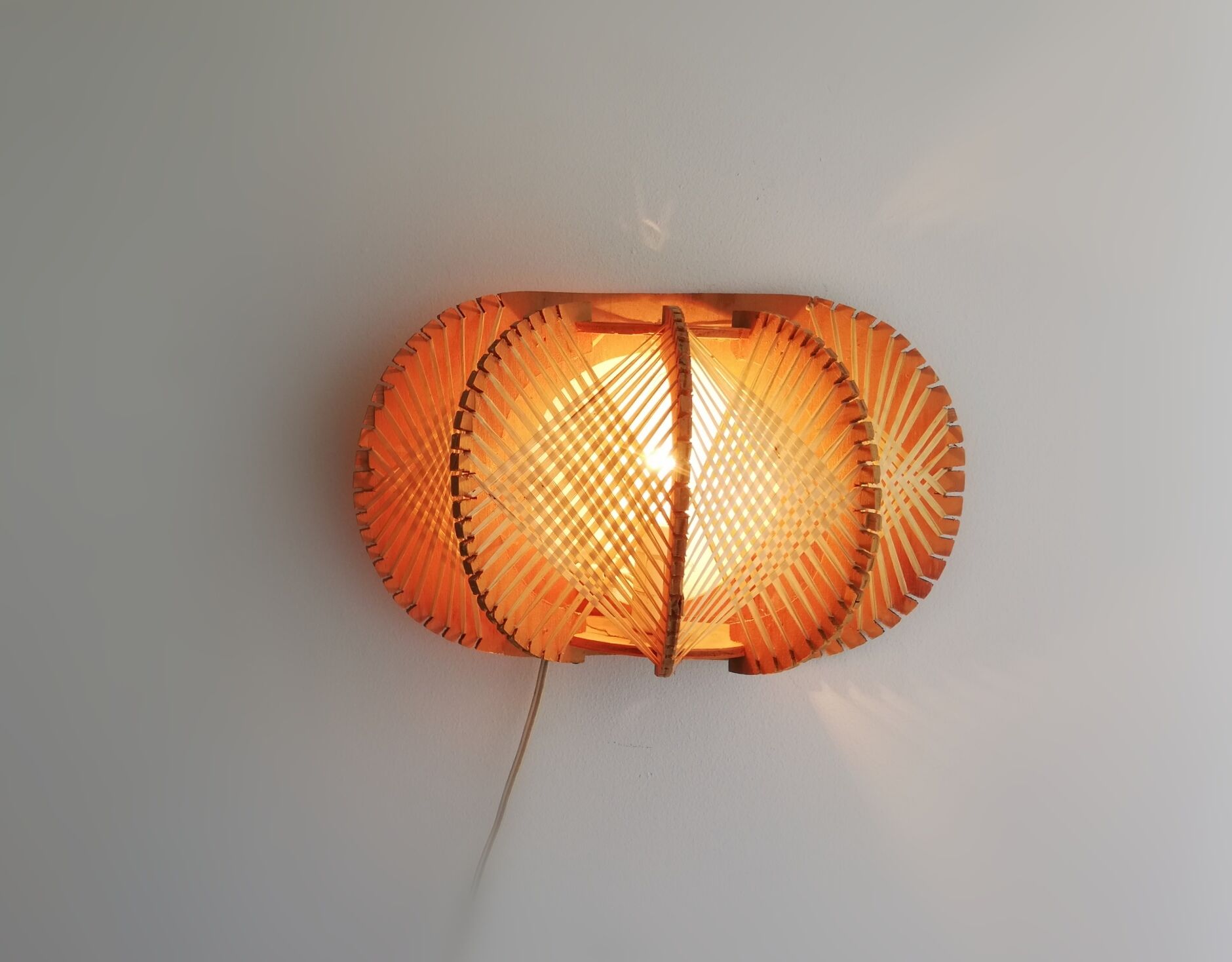 1960s wooden wall light sconce