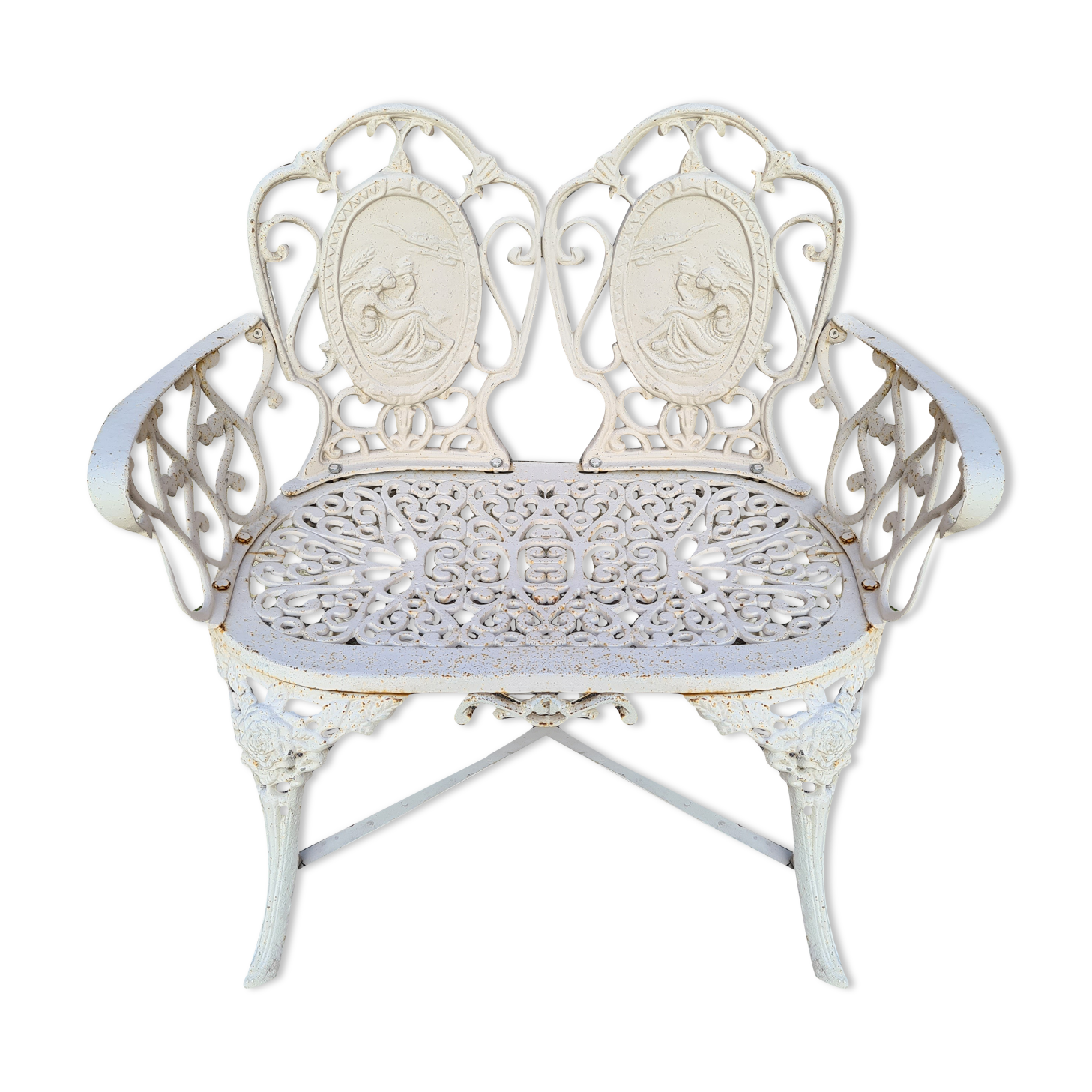 2-seater cast iron garden bench