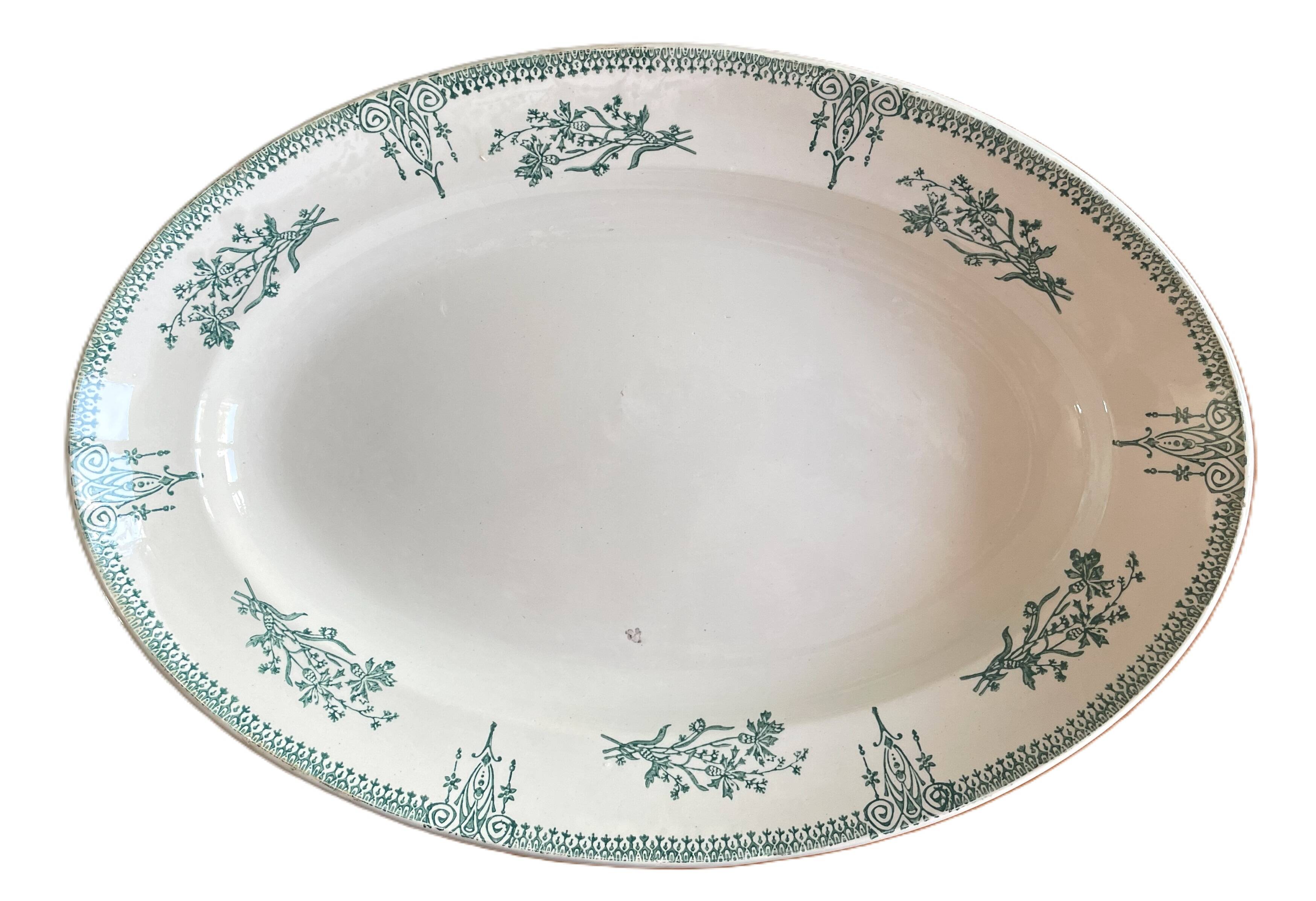 Large old oval earthenware dish from Saint-Amand (North)