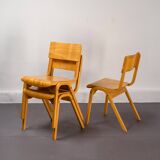 Vintage Stackable School Chairs made of wood and plywood, UK, 1970s