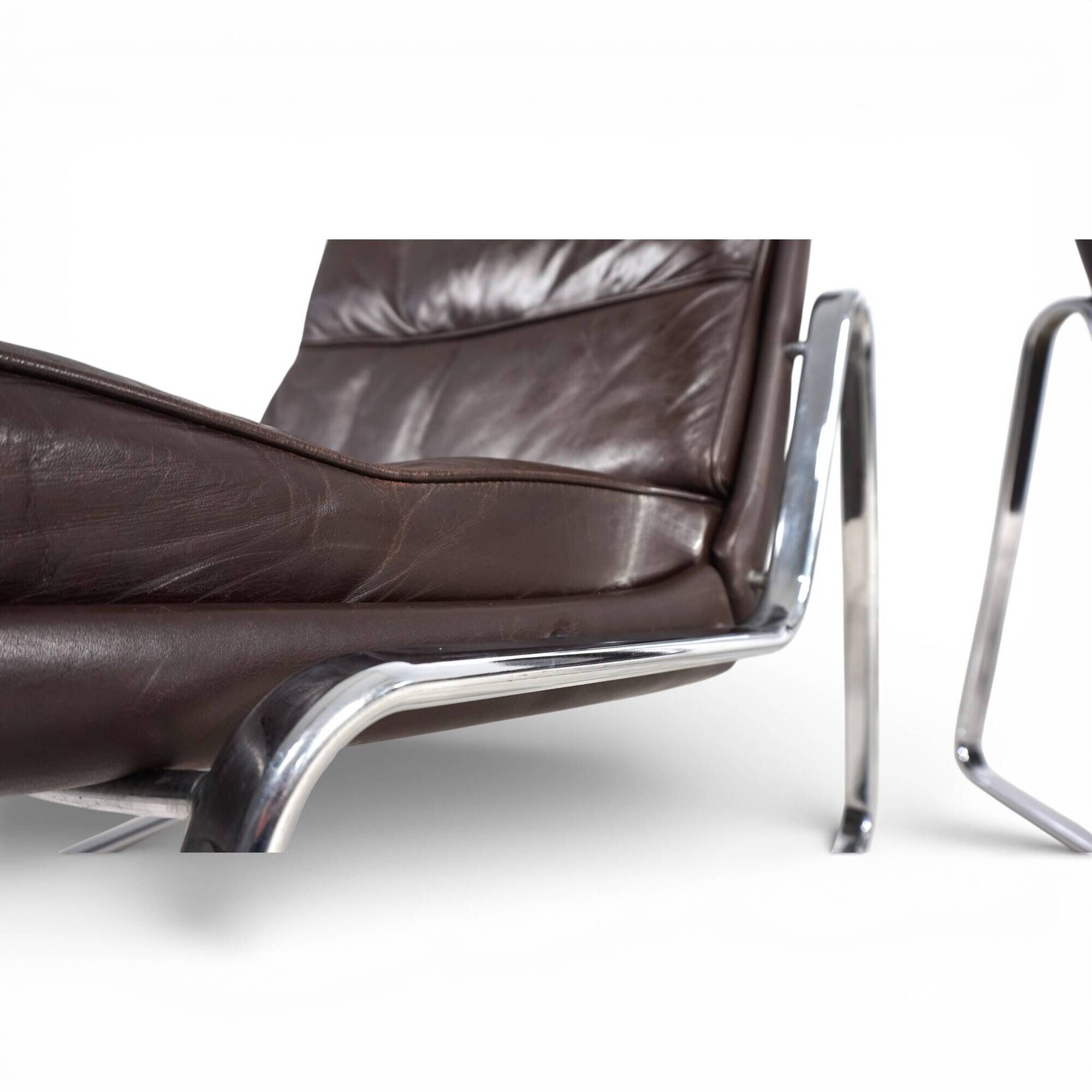 Set of 2 Drabert lounge chairs in brown leather by Gerd Lange, 1970