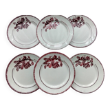 6 FB flat faience plates for Badonviller