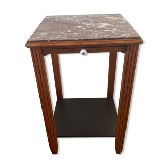 Pedestal table art deco wood and marble