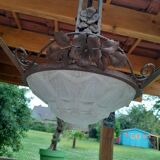 Art Deco chandelier wrought iron Nancy style twentieth era