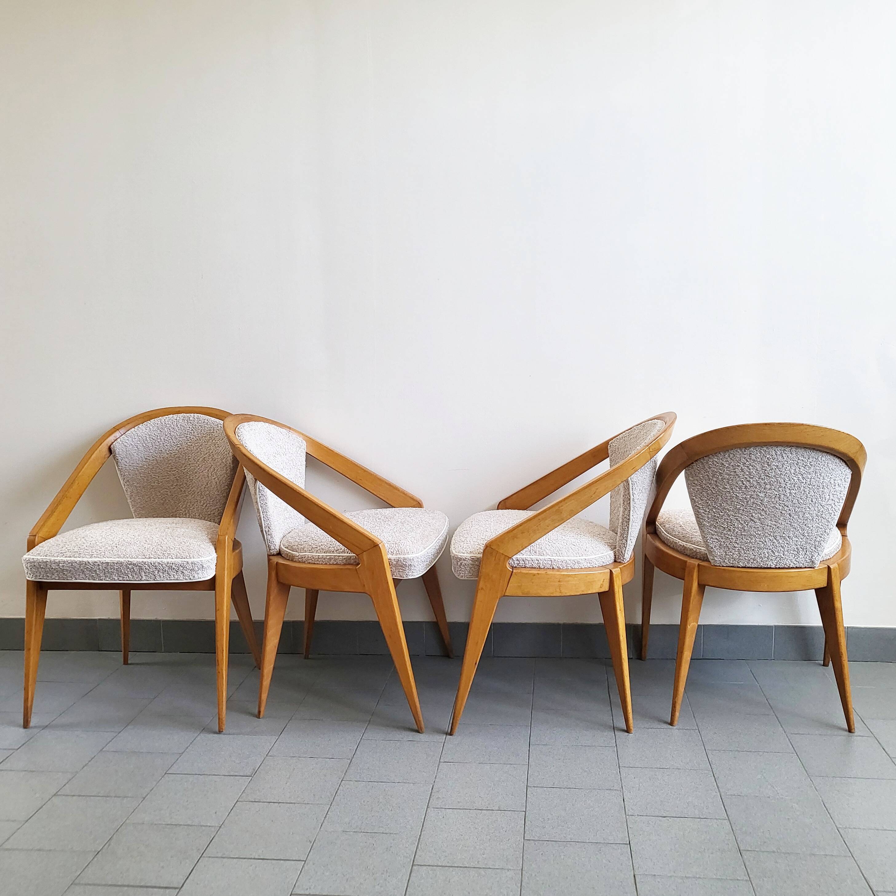 Set of 4 vintage chairs by Charles Ramos 1950