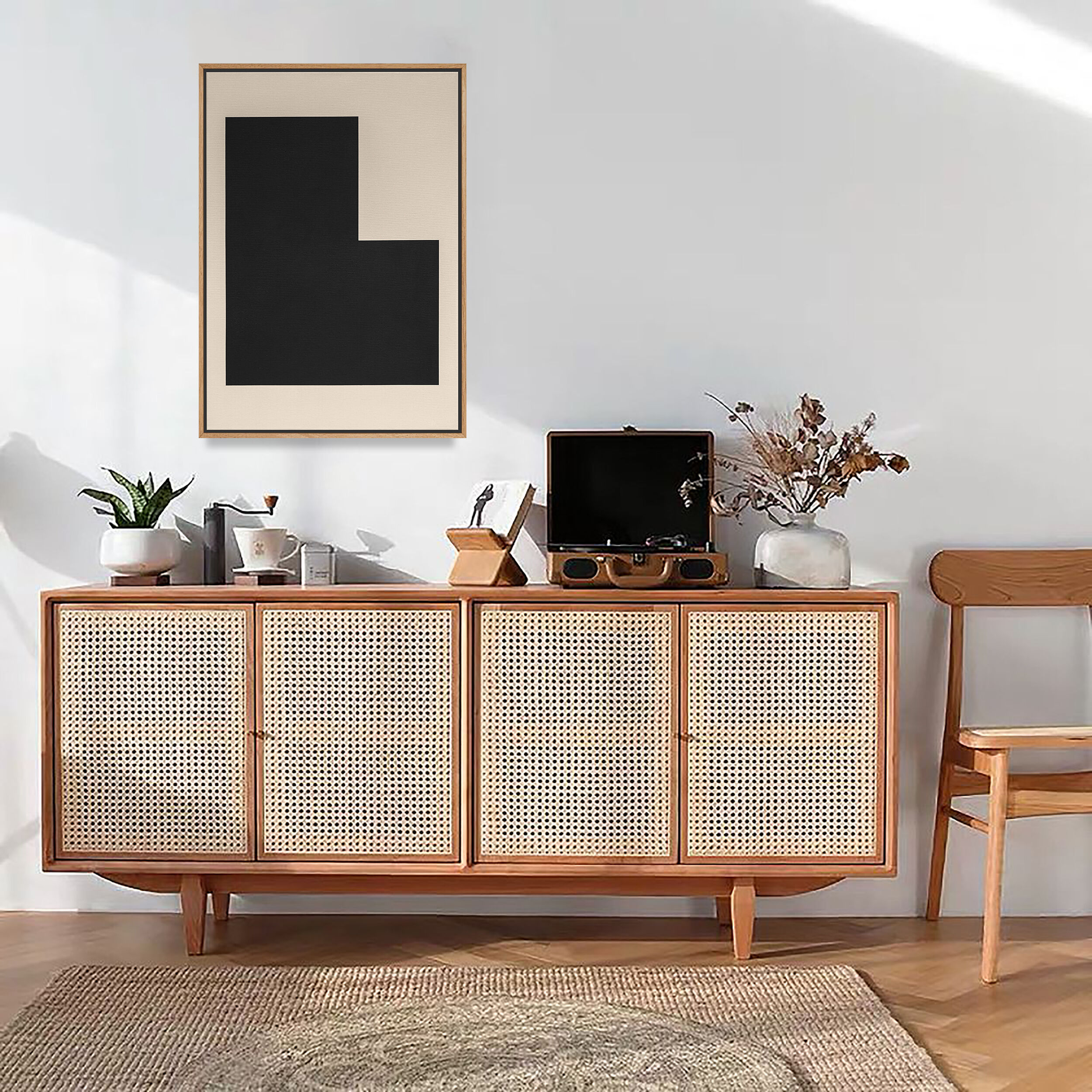 Minimalist abstract painting black sign B03