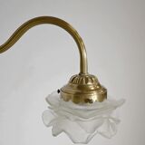 Tulip lamp in glass and bronze, adjustable, art deco 1920