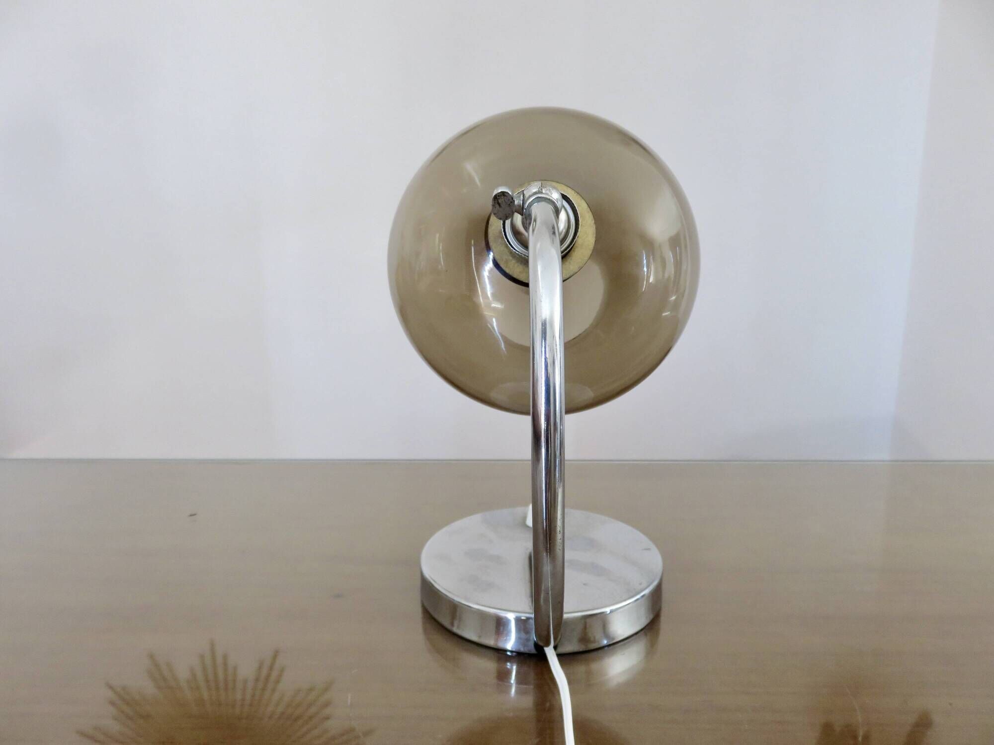 Lamp in chrome metal and amber glass made in Italy 1970