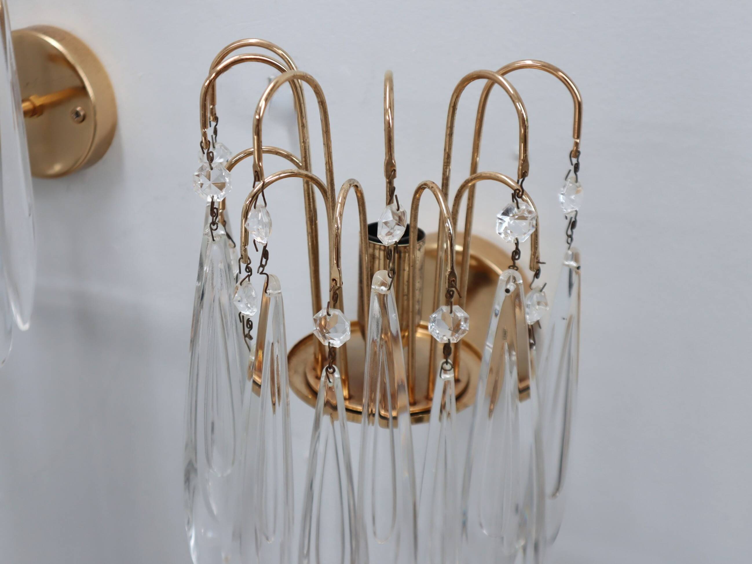 Lot de 4 appliques murales vintage en verre de Murano en forme de larme, années 1980