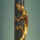 Etruscan-style carved wooden parquet lamp foot