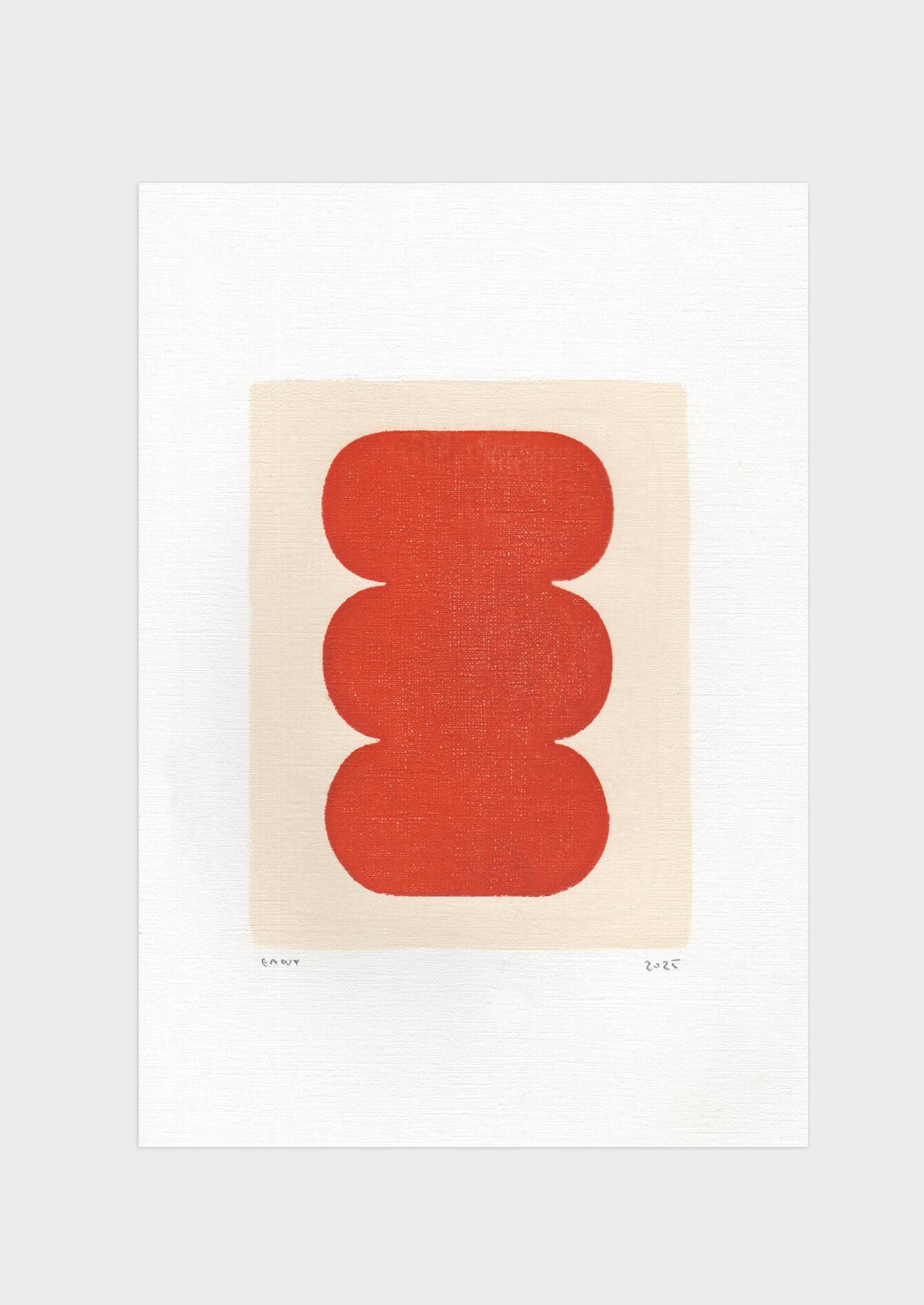 Abstract painting - twist - reddish-orange signed Eawy