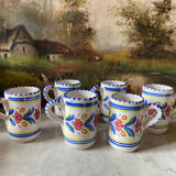 6 ceramic cups signed hc