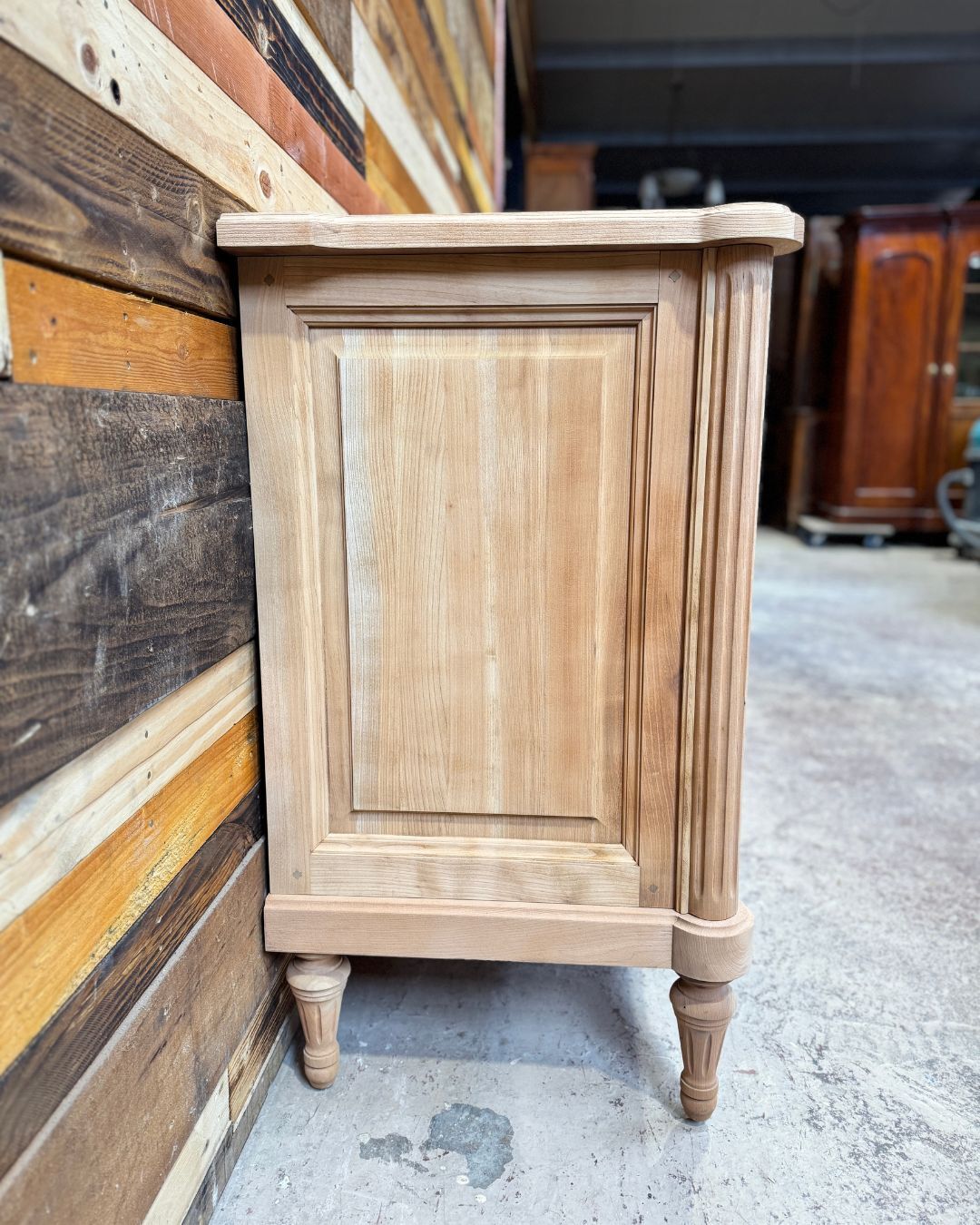 Aero-sanded cherry wood enfilade